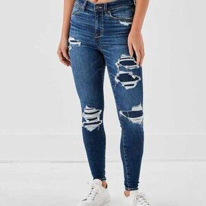 American Eagle Outfitters Blue Distressed Jeggings